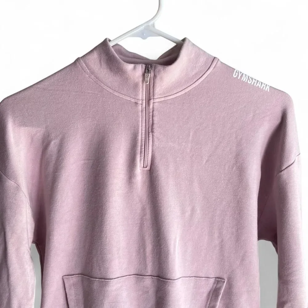 Pink lavender Gymshark quarter zip cropped sweatshirt size S